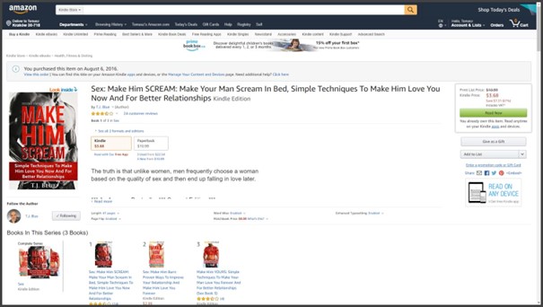 Selling on Amazon and an example book in both electronic and paper versions.
